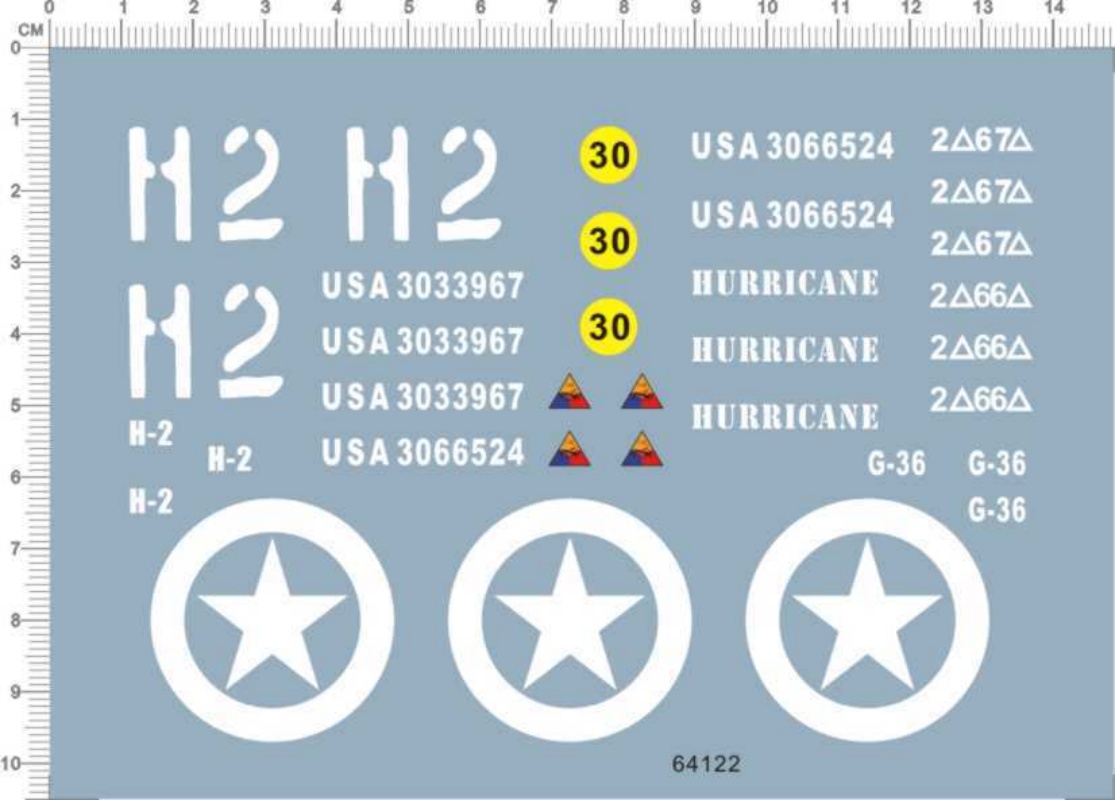 Model Kit Water Decal - Naklejki wodne do modelu czołgu Sherman